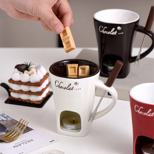 Chocolate Melting Fondue Mug Ceramic Butter Warmer