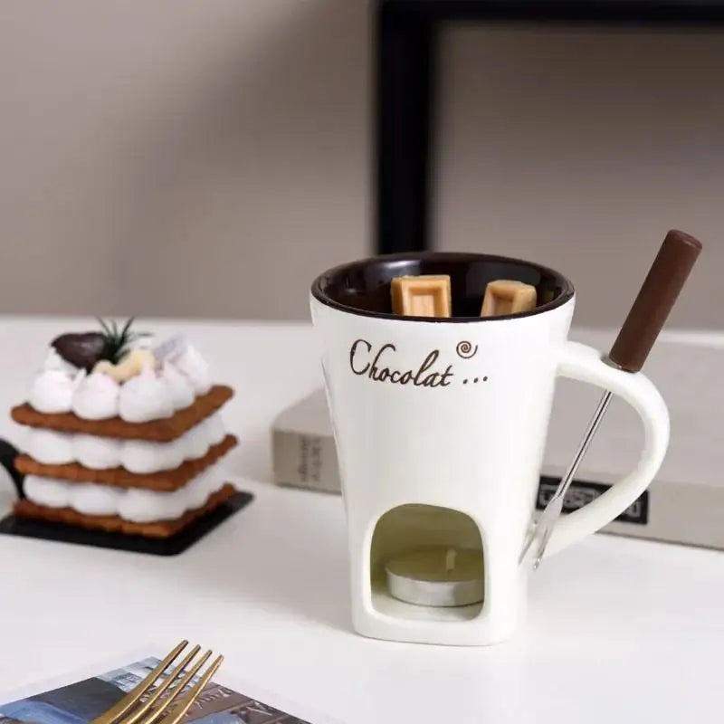 Chocolate Melting Fondue Mug Ceramic Butter Warmer