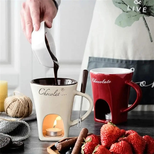 Chocolate Melting Fondue Mug Ceramic Butter Warmer