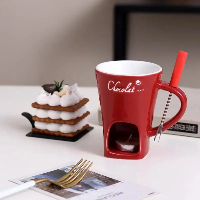 Chocolate Melting Fondue Mug Ceramic Butter Warmer