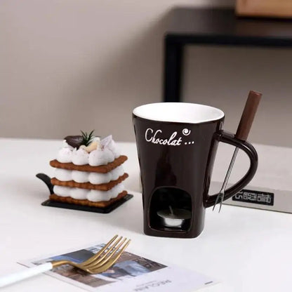 Chocolate Melting Fondue Mug Ceramic Butter Warmer