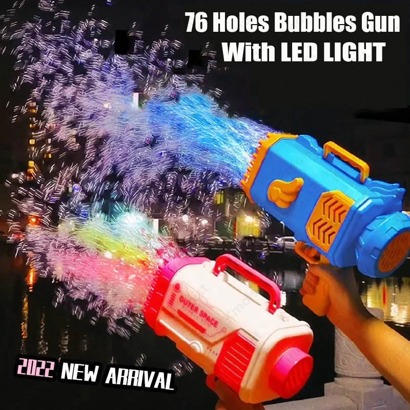 69 Holes Bubbles Machine Gun Shape Automatic Blower With Light