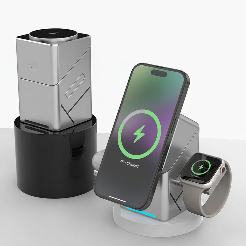 New 3-in-1 Wireless Charger Auto-Rotating Dock