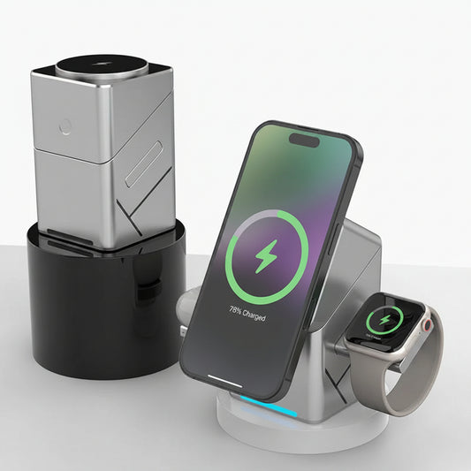 New 3-in-1 Wireless Charger Auto-Rotating Dock