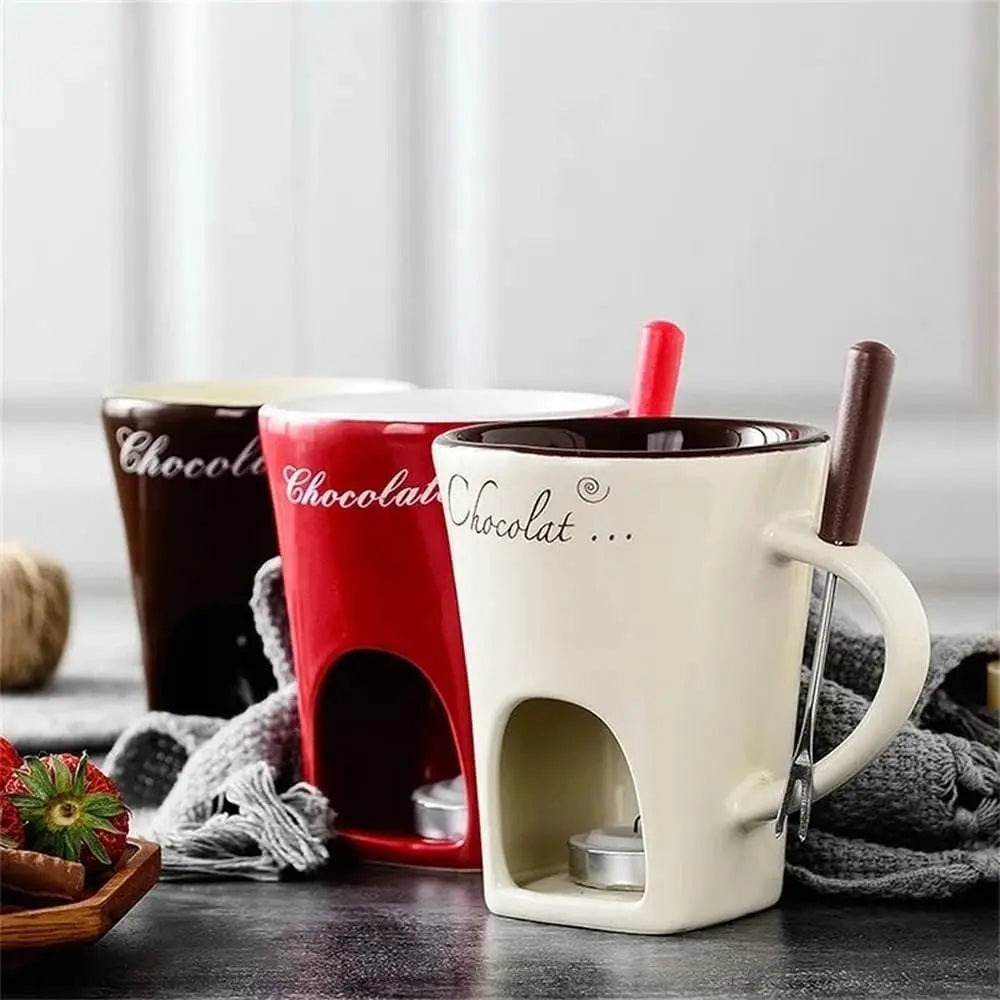 Chocolate Melting Fondue Mug Ceramic Butter Warmer