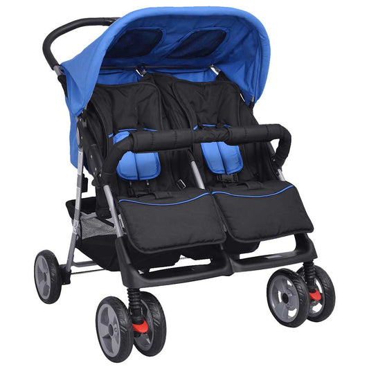 Double Stroller with Two Large Individual Side by Side Recline Seat