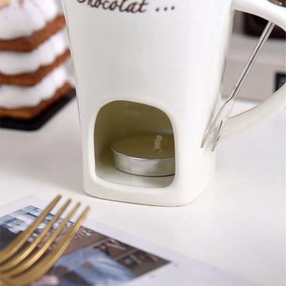 Chocolate Melting Fondue Mug Ceramic Butter Warmer
