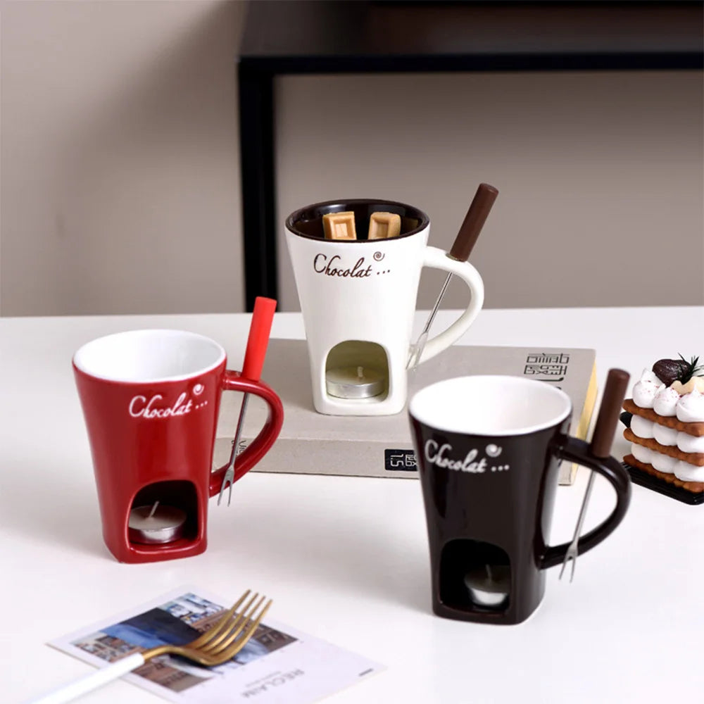 Chocolate Melting Fondue Mug Ceramic Butter Warmer